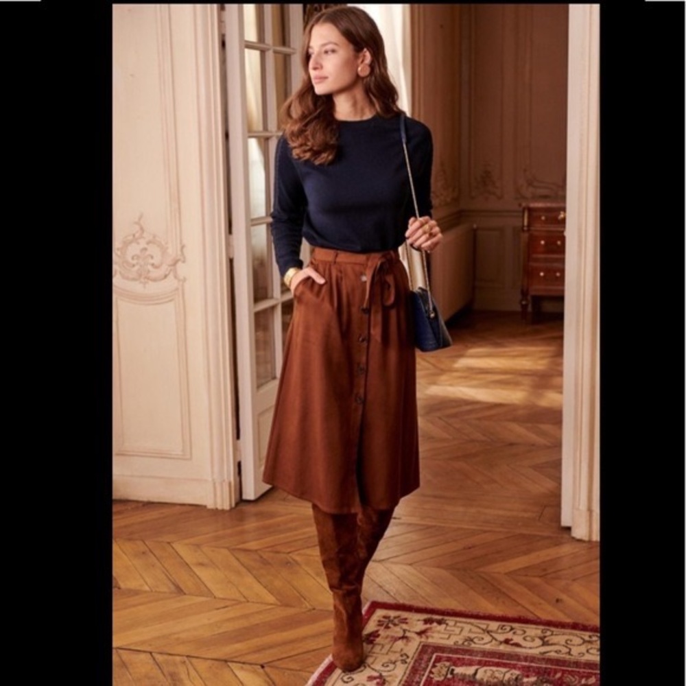 Sezane celina button down midi skirt